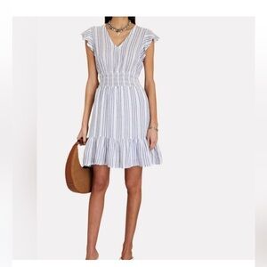 Rails Tara Flutter Sleeve Mini Dress sz Xs blue and white dress